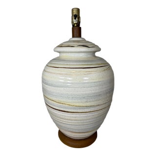 Mid-Century Modern "Beehive" Sgraffito Stoneware Lamp Attributed to Mart For Sale