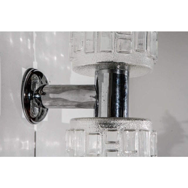 Italian Glass & Chrome Wall Sconces - a Pair For Sale In Los Angeles - Image 6 of 8
