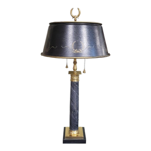 1990s French Empire Style Bouillotte Marble Table Lamp
