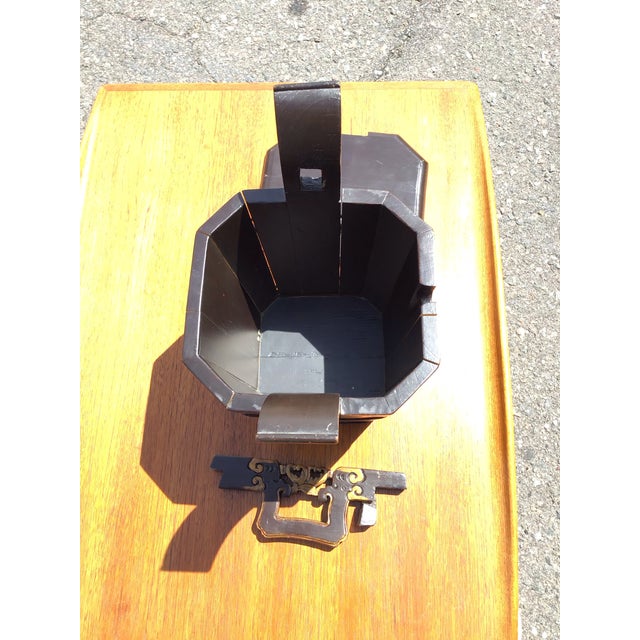 Early 20th Century Mid-Century Modern Hand-Carved Teapot Caddy With Brass Hardware For Sale - Image 11 of 12