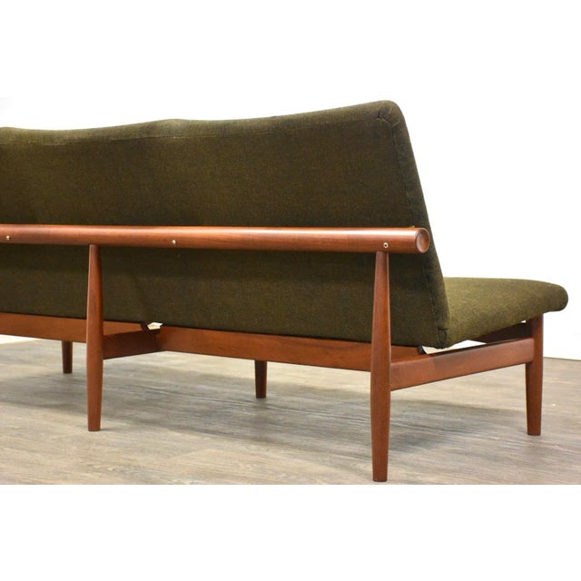 1960s Finn Juhl Green Japan 3 Seater Teak Sofa For Sale - Image 10 of 11