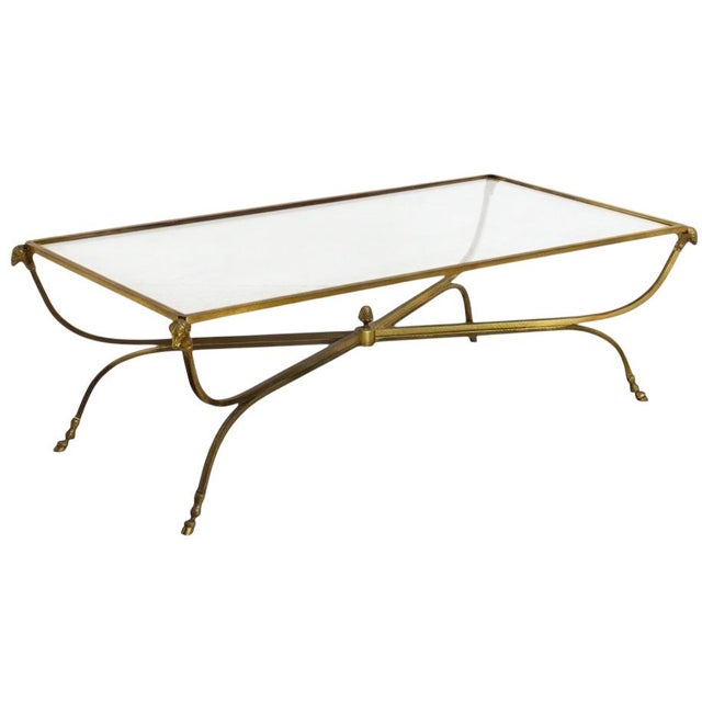 1970s 1970s Italian Brass and Glass Neoclassical Maison Jansen Style Coffee Table For Sale - Image 5 of 7