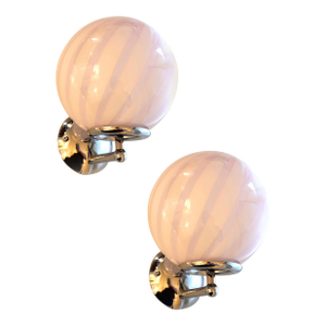Contemporary Pink Swirl “Rods” Murano Glass Wall Sconce-Set of Two