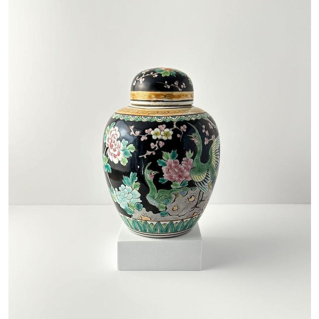 Japanese Black Polychromed Porcelain Ginger Jar by Yamatoku Meiji, 1890s For Sale - Image 9 of 10