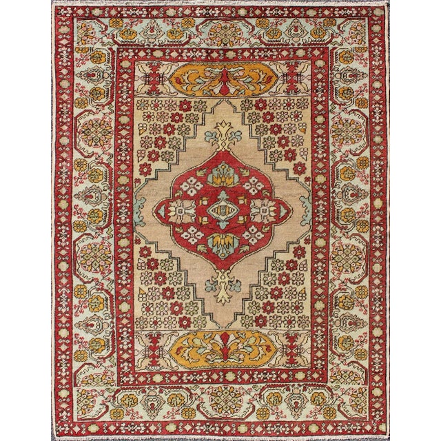 Textile Keivan Woven Arts, Osm-04, 1930s Vintage Floral Turkish Oushak Rug - 4′4″ × 6′ For Sale - Image 7 of 7