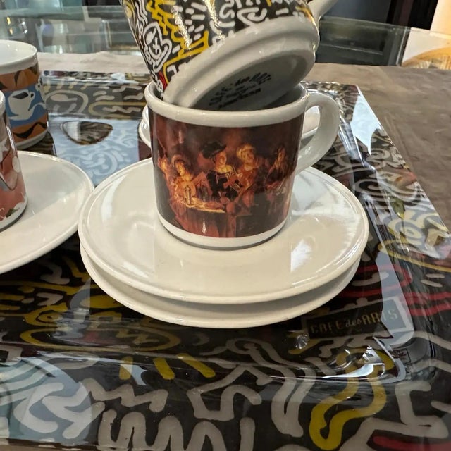 Keith Haring 1990s Modern Coffee Service and Serving Tray Cafè Des Arts by Lavazza For Sale - Image 4 of 18