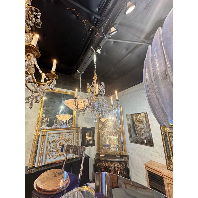 Gold 19th Century Italian Giltwood and Crystal Chandelier For Sale - Image 8 of 8