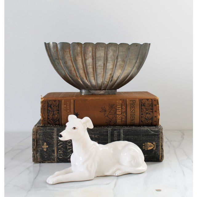 Vintage footed copper vase with scalloped edges. No makers mark. Some expected age wear/patina.