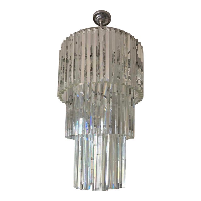 1980s Lead Crystal Three Tier Chandelier For Sale