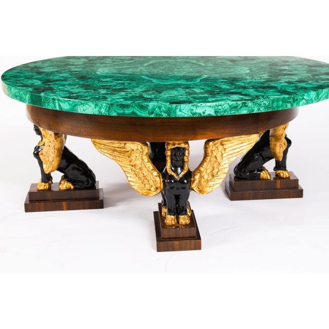 Brown Antique Malachite and Walnut Patinated Ebonised Giltwood Coffee Table 20th C For Sale - Image 8 of 18