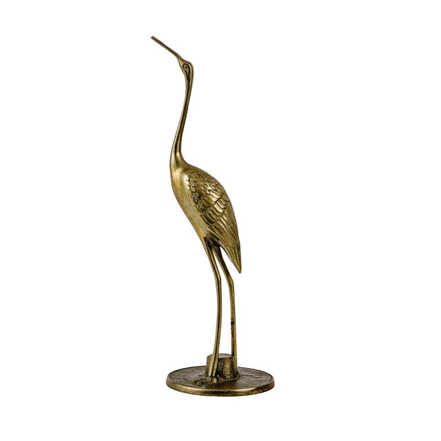 Leonard Mid-Century Modern Leonard Brass Crane Figurines (12") For Sale - Image 4 of 14