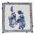 Vintage Chinese Porcelain Tile on Footed Metal Base For Sale