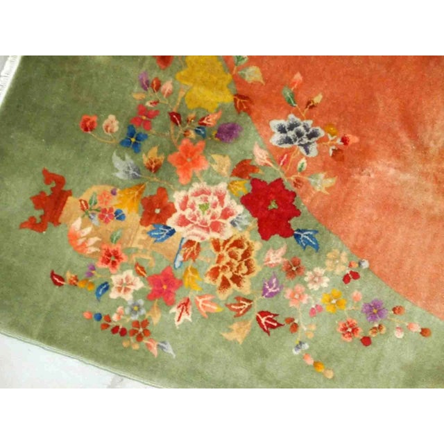 Orange 1920s Antique Handmade Art Deco Chinese Rug For Sale - Image 8 of 10