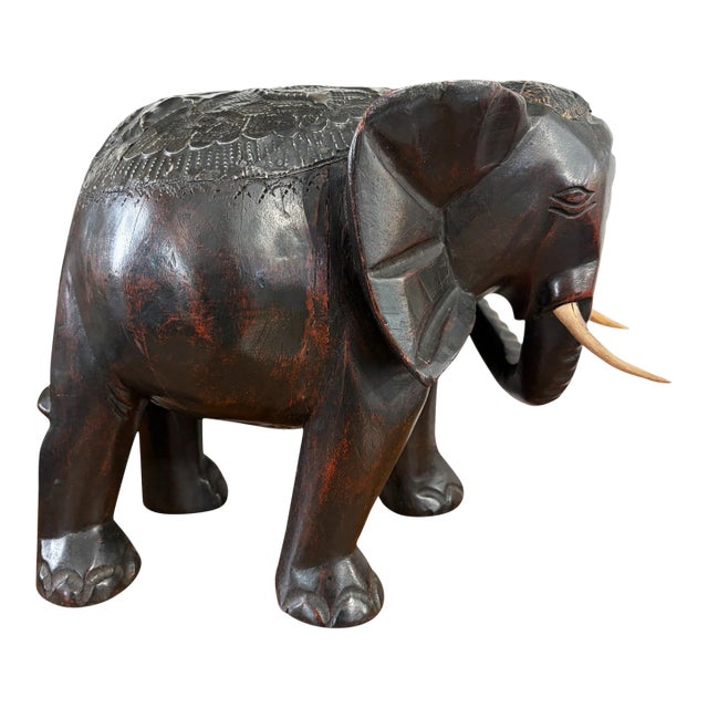Vintage Ashanti Elephant Wooden Sculpture Ghana 12.5" H For Sale