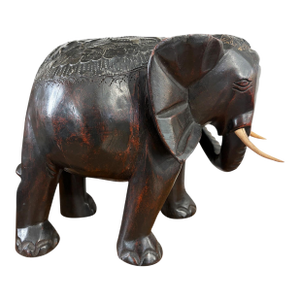 Vintage Ashanti Elephant Wooden Sculpture Ghana 12.5" H