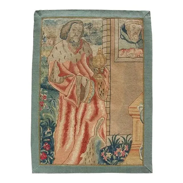 Tan 17th Century Antique Brussels Tapestry For Sale - Image 8 of 9