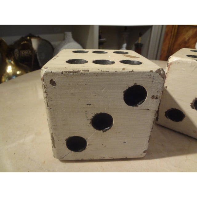 Wood Vintage Carved Wood Dice-A Pair For Sale - Image 7 of 10
