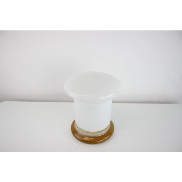 Mid-Century Table Lamp in Opal Glass and Ceramic by Ivan Jakeš for Osvetlovaci Sklo For Sale - Image 3 of 8