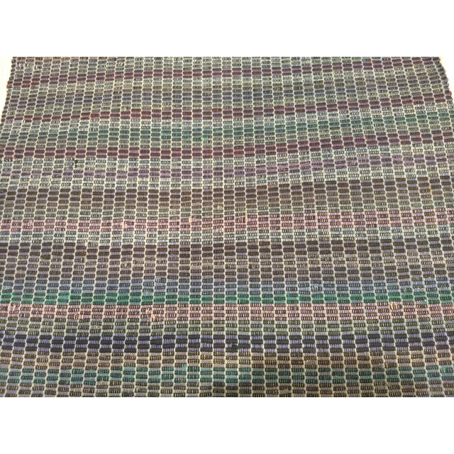 Antique American Amish Rag Runner, Handwoven Wool & Cotton, Stripe Pattern, Gray, 3x12 For Sale - Image 13 of 16