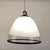 Large Italian suspension lamp exquisite blown Murano glass in bell shape is blown in white, clear and a black border using...