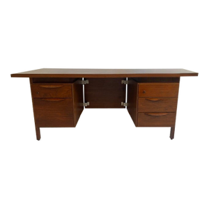 Jens Risom Mid Century Walnut Wood Executive Desk 1960s