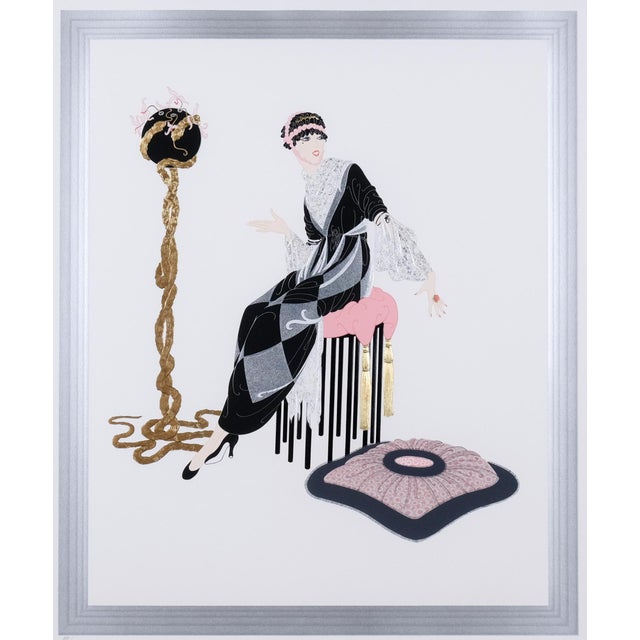 Art Deco 1986 Erte "Harmony" Artist Hand Signed & Numbered Limited Edition 82/300 Velvet Matted & Framed Serigraph Very Good + Condition For Sale - Image 3 of 7
