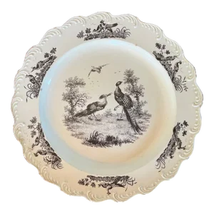 Antique 18th Century George III Wedgwood Liverpool Birds Black Transfer Creamware Plate Circa 1770