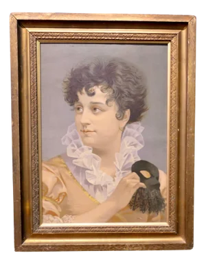 Portrait of a Masquerade, Oil Painting on Board, Framed