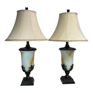 1980s Vintage French Style Neoclassical Large Scale Urn Table Lamps - a Pair For Sale