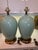 Metal Vintage Crackle Celadon Porcelain Lamps With Brass Base & Silk Shades – A Pair For Sale - Image 7 of 16