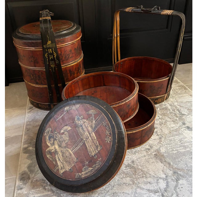 Pair Large 19th Century Chinese Wedding Baskets For Sale - Image 9 of 15