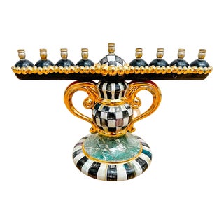 MacKenzie-Childs Courtly Check Ceramic Menorah For Sale