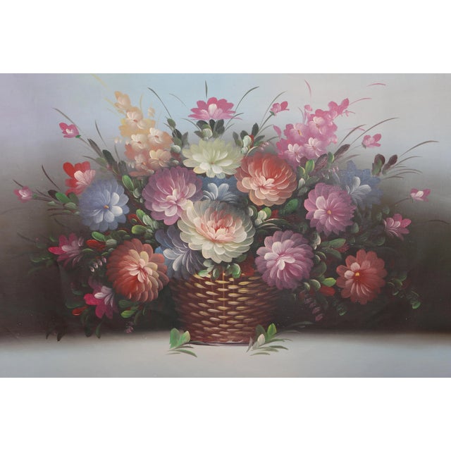 Figurative Pastel Flowers in Basket (1), Chuju Sheng For Sale - Image 3 of 3