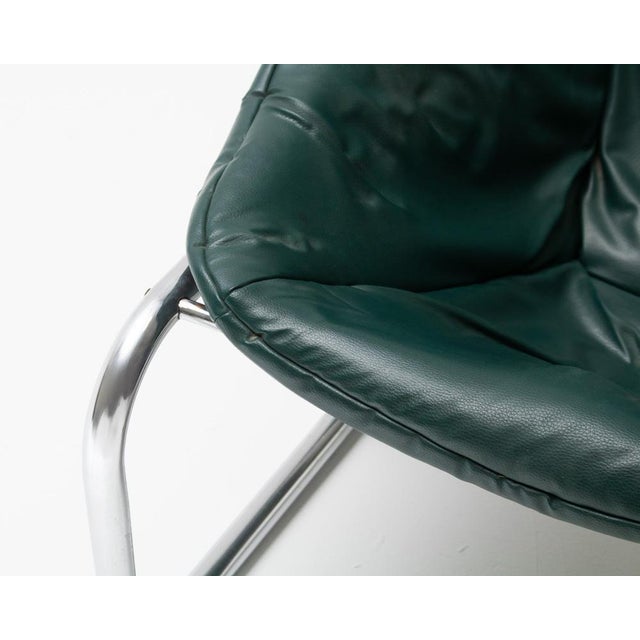 Mid-Century Style Green Leather Tubular Armchair, 1960s-1970s For Sale - Image 6 of 9