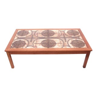 Mid-Century Modern Scandinavian Coffe Table with Ceramic Tiles For Sale