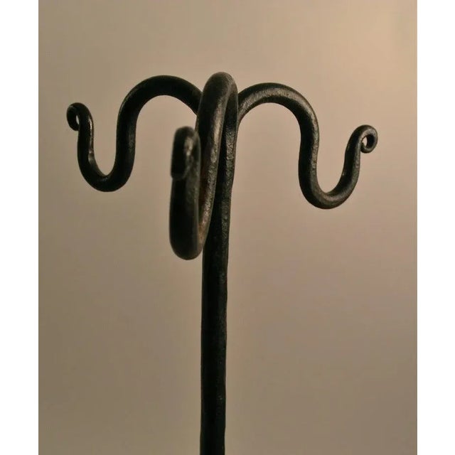1900 - 1909 Hand Wrought Iron Fireplace Tool Stand For Sale - Image 5 of 10