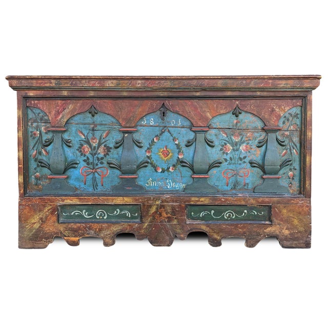 Alpine Painted Blanket Chest, 1801 For Sale - Image 18 of 18