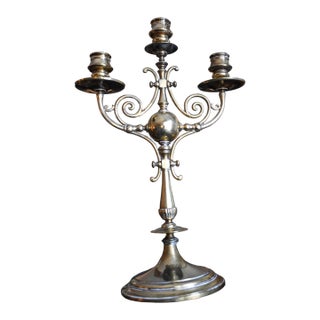 Brass 3-Armed Candelabra Victorian Brass Candleholder Birmingham, England For Sale