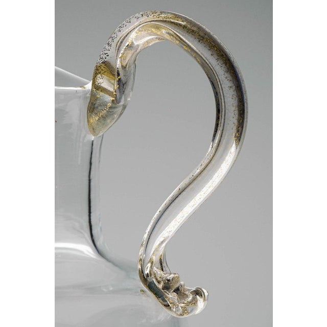 Glass Gold Leaf and Murano Stemmed Glasses, Pitcher and Bottle attributed to Fuin, 1990s, Set of 6 For Sale - Image 7 of 18