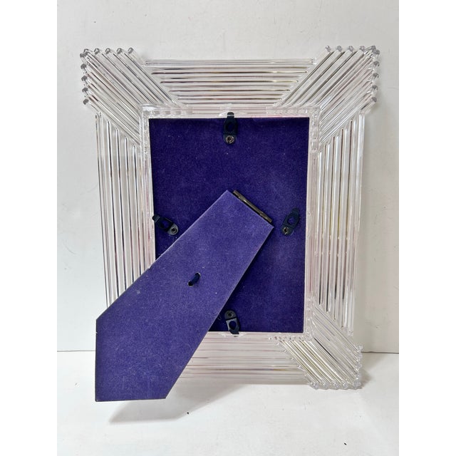 Vintage Heavy Cut Crystal Picture Frame With Fluted Art Deco Design For Sale - Image 9 of 9