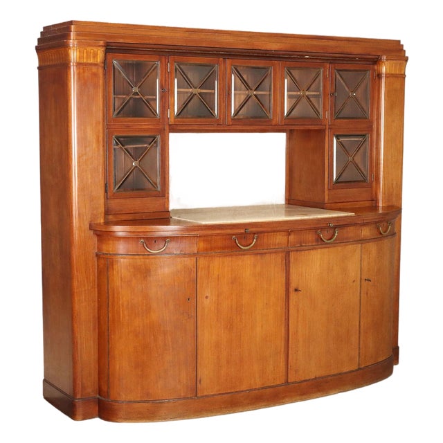 Italian Display Cabinet in Mahogany and Marble For Sale
