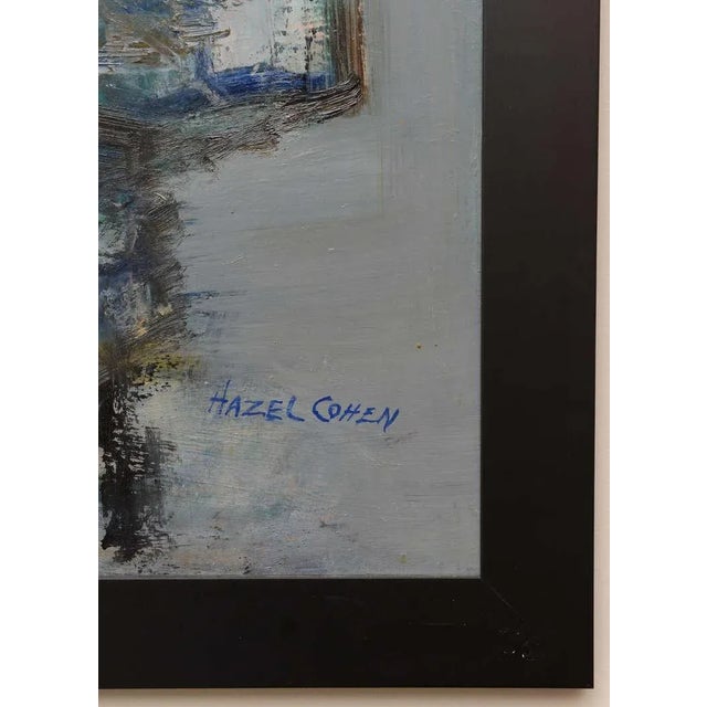 1980s Mid Century Modern Abstract Jim Dine Style "Torso" Painting Framed Signed Blues, Grays, Green, Orange, Black For Sale - Image 5 of 8