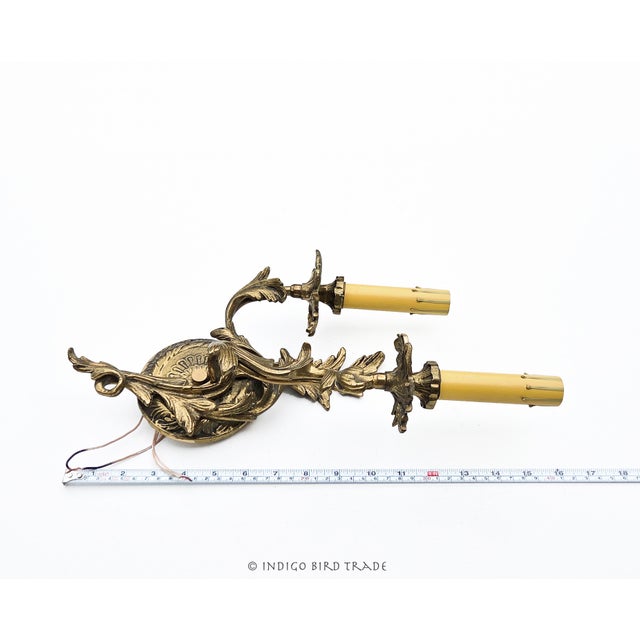 Early 20th Century Swedish Bronze Ornate Electric Sconces - Set of 2 For Sale - Image 9 of 9