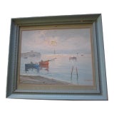 Seascape Painting in Vintage Pastels Oil or Acrylic, Signed Corso For Sale