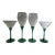 1970’s Vintage Green Stemmed Glasses, 2 Wine and 2 Martini Glasses - Set of 4 For Sale