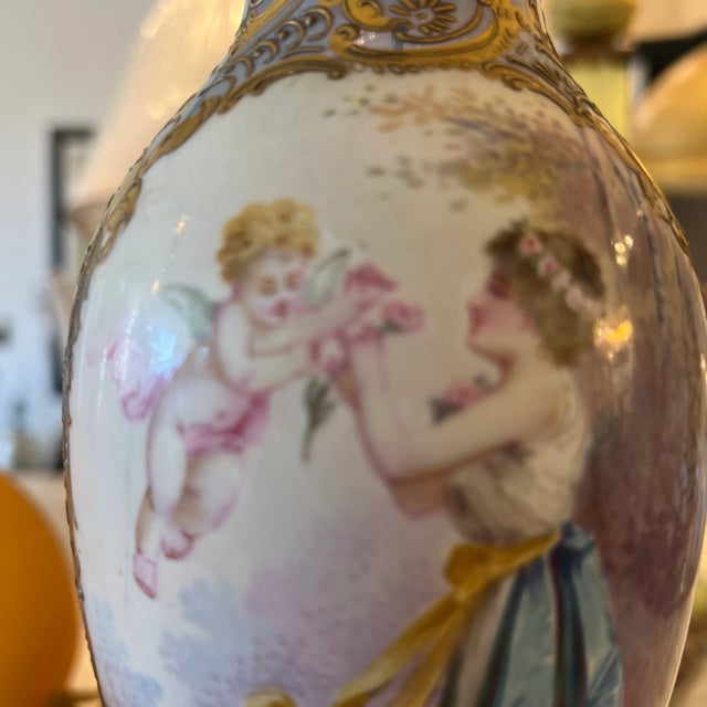 19th Century French Sevres Porcelain Table Lamp Signed For Sale - Image 11 of 12