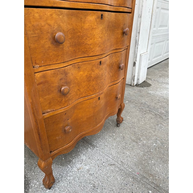 Antique Queen Anne Revival Dresser Chest of Drawers | Early 1900s Colonial Revival Solid Wood Tall Bedroom Dresser Storage Furniture For Sale - Image 10 of 12