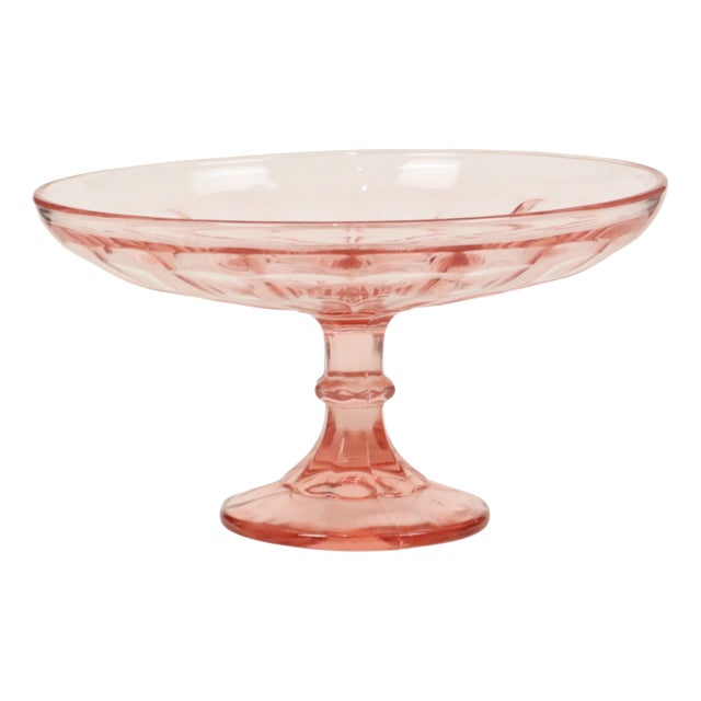 Art Deco Pink Tall Fruit Bowl in Glass, 1930s For Sale