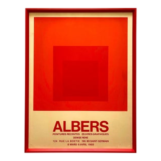 Josef Albers Vintage 1968 Mid Century Modernist Silkscreen Print " Homage to the Square " Framed Paris Exhibition Poster For Sale