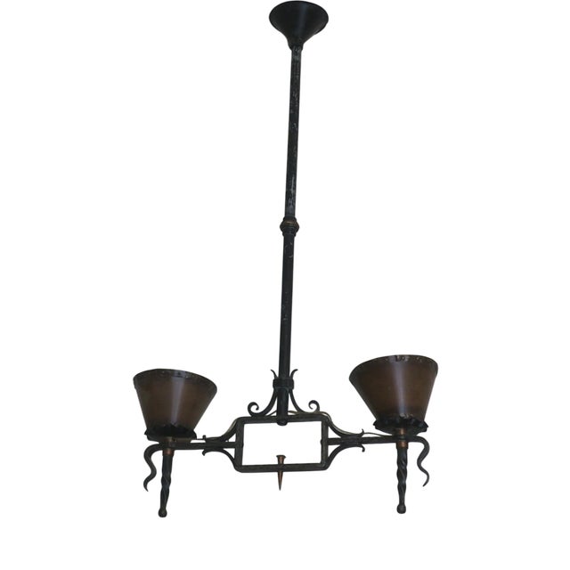 Brutalist Wrought Iron and Copper Chandelier, 1960s For Sale